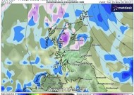 英国天气：天气预报称，零下5摄氏度的北极寒流今天袭击英国，把地图染成了紫色